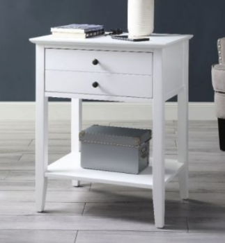 Acme Grardor White Side Table with USB