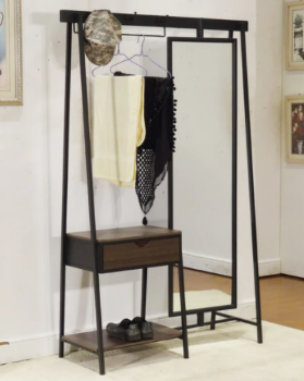 Coaster Black Hall Tree with Mirror & Coat Rack
