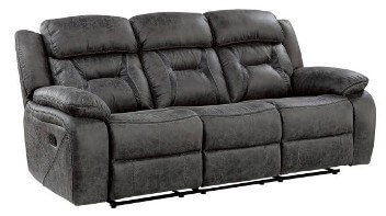 Homelegance Amite Grey Polished Microsuede Reclining Sofa