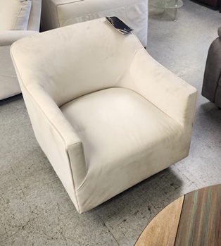 Ashley Phantasm Ivory Leather-Look Swivel Accent Chair (blemish)