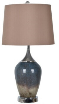 Crestview Navy & Beige Glass Table Lamp with Round Beige Shade