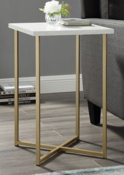 Stanley Ranger Luxe Gold & Faux White Marble Square End Table (blemish)
