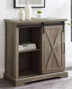 Stanley Ranger Grey 32-Inch Sliding Barn Door Console Cabinet