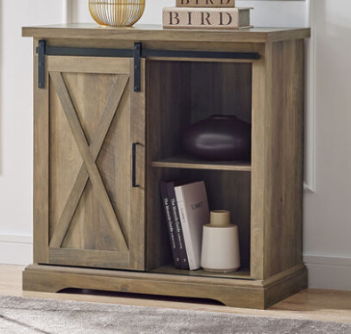 Stanley Ranger Rustic Oak Finish 32-Inch Sliding Barn Door Console Cabinet