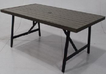 Wood-Look Slat-Top Rectangular Outdoor Table