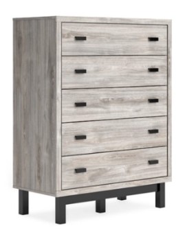 Ashley Vargas Grey Wood-Look Wide 5-Drawer Chest