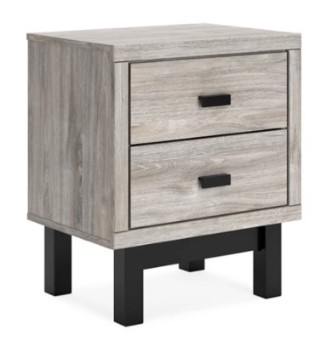 Ashley Vargas Grey Wood-Look 2-Drawer Nightstand