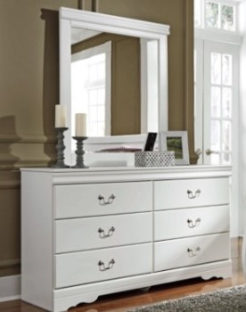 Ashley Anastasia White 6-Drawer Dresser with Mirror