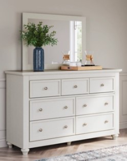 Ashley Genova White 6-Drawer Dresser with Mirror