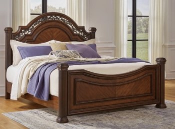 Ashley Lexington Cherry Finish King Poster Bed