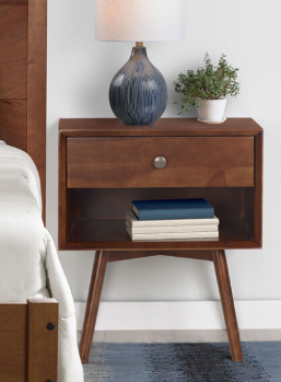 Stanley Ranger Mid-Century Modern Nightstand in Walnut