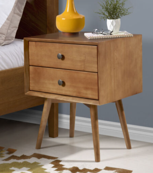 Stanley Ranger Mid-Century Modern 2-Drawer Nightstand in Caramel