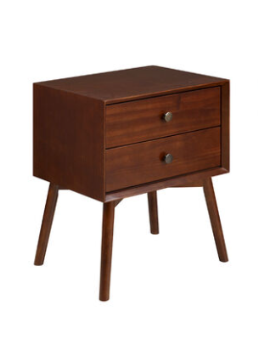 Stanley Ranger Mid-Century Modern 2-Drawer Nightstand in Walnut