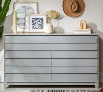 Stanley Ranger Grey Finish 6-Drawer Dresser with Grooved Panel Accents