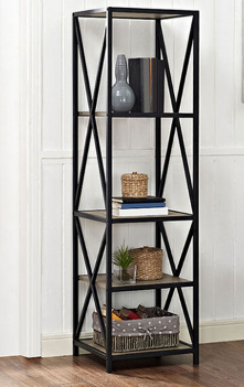 Stanley Ranger Driftwood & Black Metal Bookcase