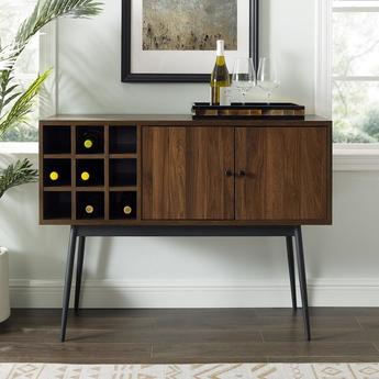 Stanley Ranger Dark Walnut Console Cabinet with 2 Doors & Wine Bottle Storage
