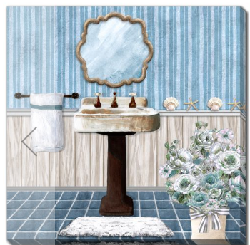 Streamline Blue Bath Retreat I 16x16 Wall Art