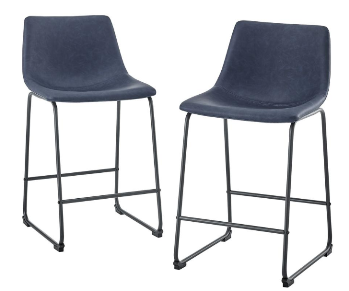 Stanley Ranger 24-Inch Dark Blue Faux Leather Barstools (set of 2)