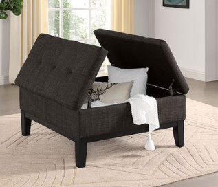 Furniture of America Charcoal Split-Top Storage Ottoman