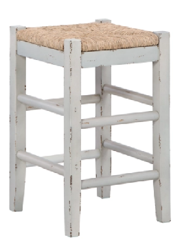 Ashley Miriam White Backless Barstool with Faux Wicker Seat