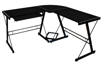 Stanley Ranger L-Shaped Modern Glass Corner Computer Desk