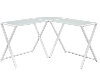 Stanley Ranger White Metal & Glass L-Shaped Desk