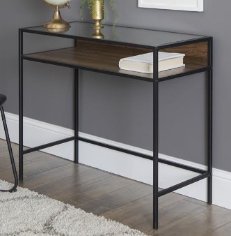 Stanley Ranger Glass Top Computer Desk with Dark Walnut Accents