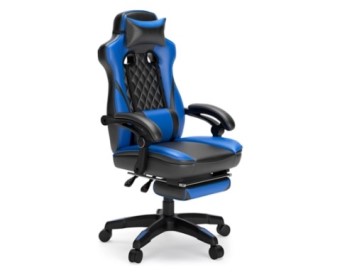 Ashley Loki Black & Blue Faux Leather Gaming Desk Chair