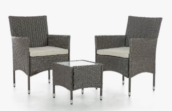 Furniture of America Grey PVC Wicker 3-Piece Bistro Set