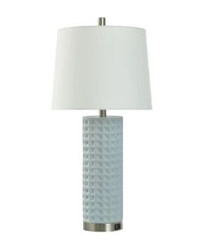 Stylecraft Spa Blue Resin Table Lamp with Round White Shade & USB