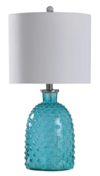 Stylecraft Cerulean Blistered Glass Teal Table Lamp