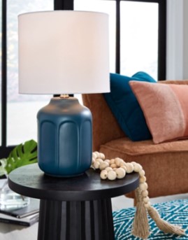 Ashley Gershwin Teal Ceramic Table Lamp 