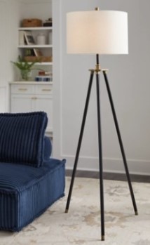 Ashley Cashman Black & Gold Tripod Floor Lamp