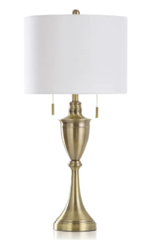 Stylecraft Antique Brass Table Lamp with Twin Pull Switches