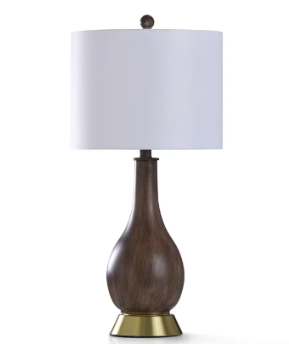 Stylecraft Taupe Ceramic Table Lamp with Silver Accents