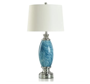 Stylecraft Faneel Blue Swirled Glass Table Lamp with Internal Night Light