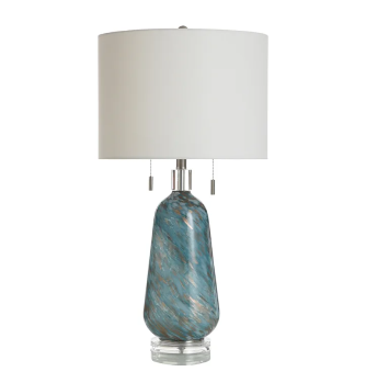 Stylecraft Teal Metallic Breeze Table Lamp with Round White Shade