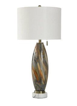 Stylecraft Imagine Grey Table Lamp with Round White Shade