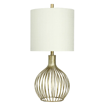 Stylecraft Vintage Gold Table Lamp with Round Ivory Shade