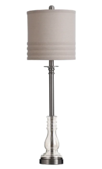 Stylecraft Majestic Brushed Steel & Glass Table Lamp