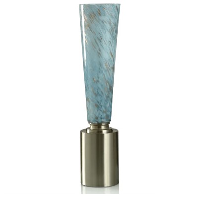 Stylecraft Brushed Urmila Blue & White Glass Uplight with Chrome Base