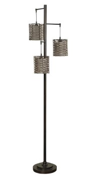 Stylecraft Antique Bronze 3-Arm Floor Lamp with Hand Woven Shades