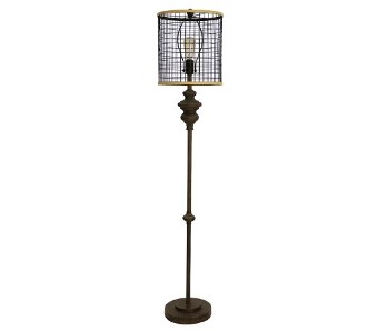 Stylecraft Dark Bronze Open Metal Mesh Floor Lamp with Edison Bulb