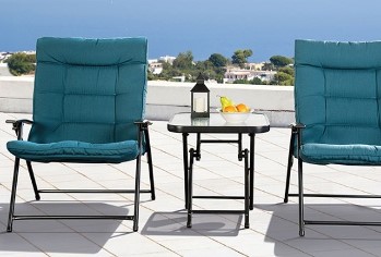 Furniture of America Folding Teal Outdoor Chairs & Side Table (set of 3)