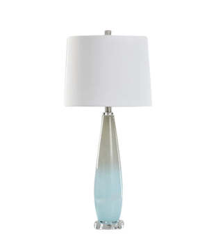 Stylecraft Frosted Spa Table Lamp with Round White Shade