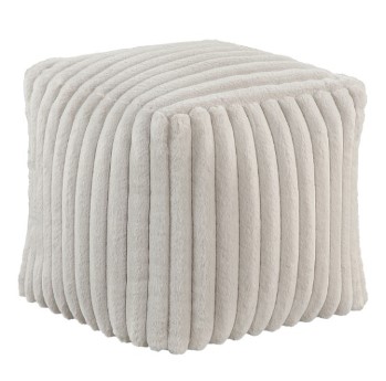 Homelegance Plush Off-White Pouf Cube
