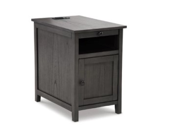 Ashley Trinity Grey End Table with Tray & USB Charging