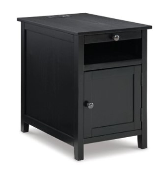 Ashley Trinity Black End Table with Tray & USB Charging