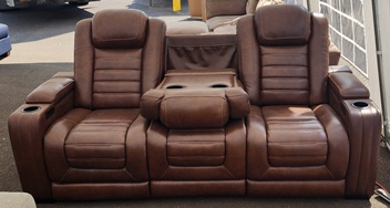 Ashley Tracker Dark Brown Sofa with Heat & Air Massage System (blemish)