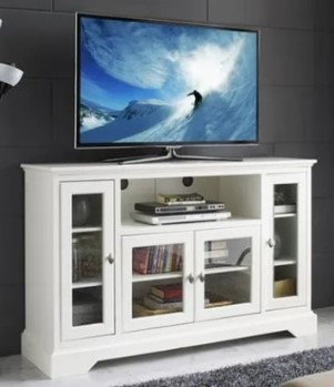 Stanley Ranger Tall White 52-Inch TV Stand with Glass Doors